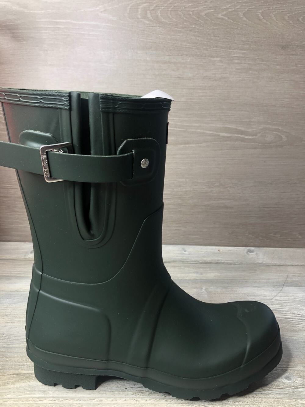 Hunter Men's Original side adj Short Rain Boot Dark Olive Green Size 9